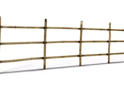 Rustic boundaries bamboo fence Low-poly 3D model