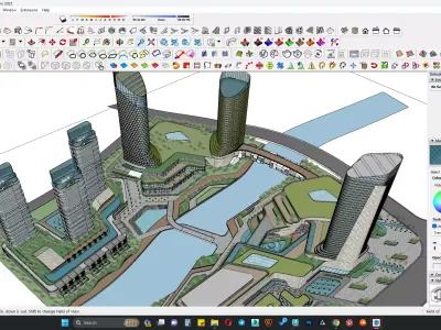 Highrise glass building facade sketchup model 3D model