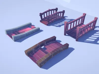 Cartoon Low Poly Forest Decorations  Low-poly 3D model