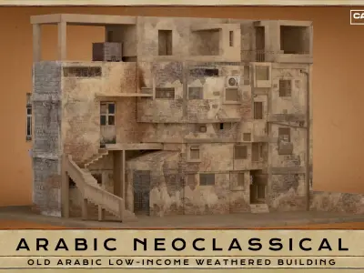 Arabic Old Low-Income Weathered Residential Building Low-poly 3D model
