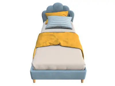  Twin Bed Frame with Scalloped Headboard 3D model