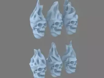 Pumpkin Lords SK V10K Knight Flaming  Skull Heads 3D print model