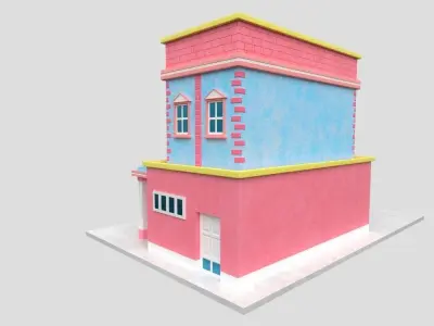 3D Cartoon Fire station Model Low-poly 3D model