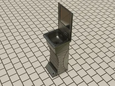 Public Metal Sink - 22 - Sci-Fi Low-poly 3D model