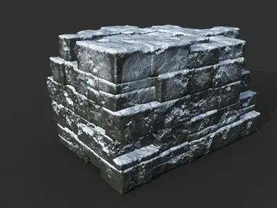 Low poly Snow Ruin Medieval Construction Low-poly 3D model