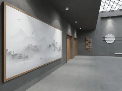 Living Room 02 - Baked Low-poly 3D model