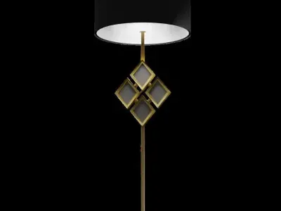 Black and Golden lamp stand 3D model