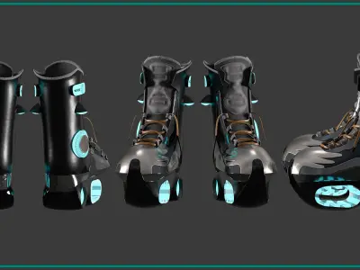female SCI-FI shoess with texture and smart material 3D model