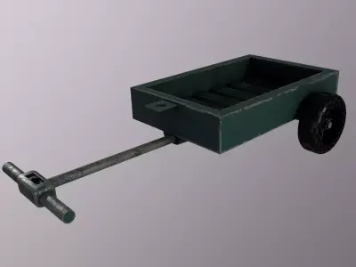 1WW2Trailer Empty PBR Low-poly 3D model Low-poly 3D model