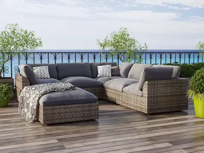 Sofa wicker outdoor 3D model