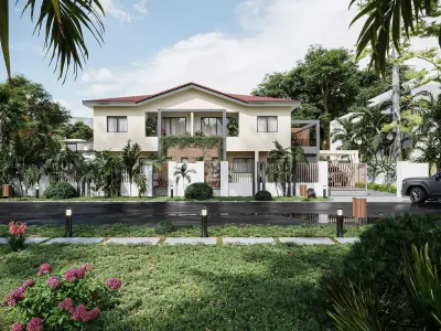 Dean House Exterior Facade Low-poly 3D model