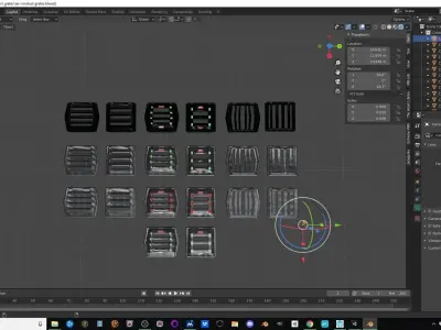 Procedural air conduct grates for sci-fi game or industrial area Low-poly 3D model