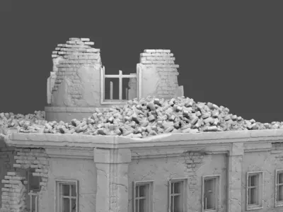 Destroyed administrative building 3D print model