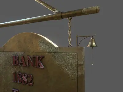 OLD BANK SIGN AND BELL 3D MODEL Low-poly 3D model