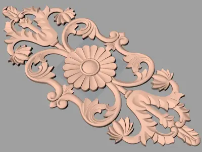 European style flower 3D relief STL Model for cnc engraving E066 3D model