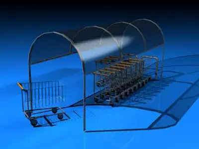 Shopping carts with cover 3D model
