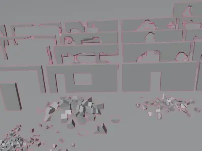 Apocalypse Ruins City Low-poly 3D model