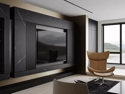 Modern minimalist living room 3D model 4