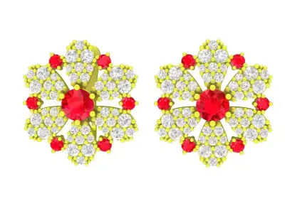 Elegant Floral Cluster Diamond Earrings for Women 5926 3D print model