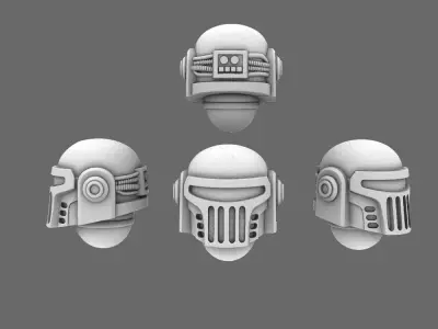 Space Knights V2 Metal Storm Style Helmets 3D print model
