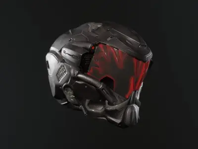 Sci Fi Helmet PBR and Highpoly Low-poly 3D model