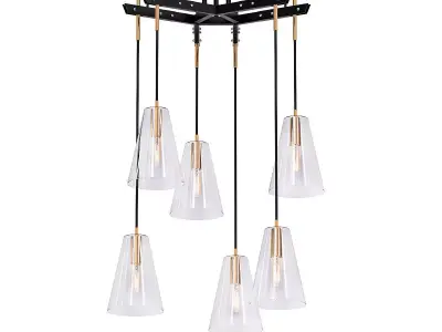 VAIL 6 five light chandelier with clear glass shades 3D model