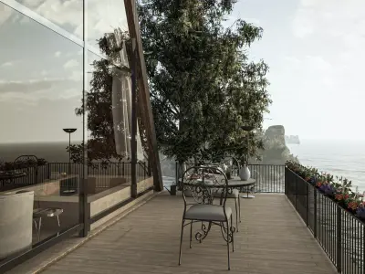 Frame Bungalow Cabin with Interior  Exterior Scene Low-poly 3D model