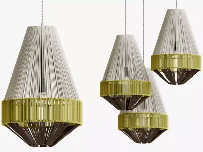 Handcrafted Yarn Cone Pendant  Textile Wrapped Light Fixture 3D model