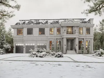 Neoclassical Villa Exterior Full 3D Scene Summer  3D model