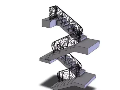 Multi level handrail 3D model