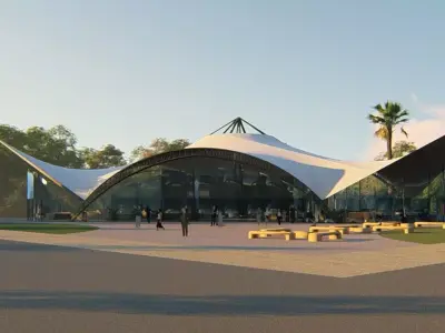 Market center in nature 3D model