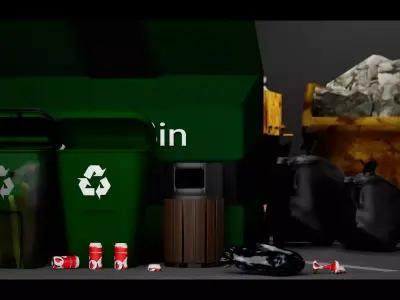 Broken Soda Can Set - Low Poly Game Ready Unity Prefabs Included Low-poly 3D model