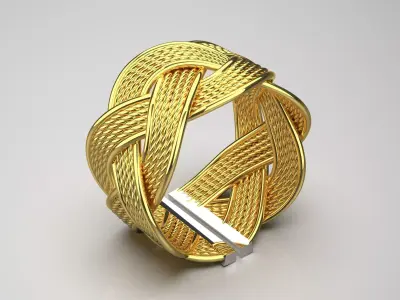 Luxury textured ring with yellow gold model gr0075 3D print model