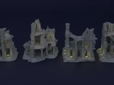 Old Ruins Tabletop Terrain 28 MM 3D print model