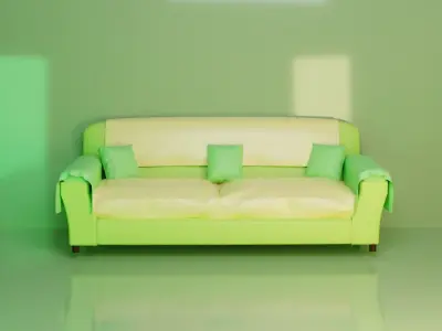   A Sofa With Amazing color and High Quality  green Color 3D model