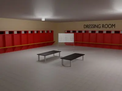 Football Stadium and Interiors Low-poly 3D model