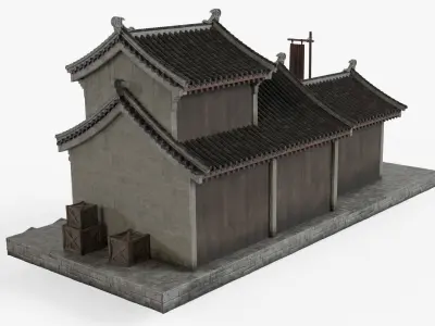 Ancient Japanese Architecture Low-poly 3D model