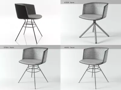 Cut four chairs 3D model