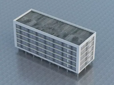 Modern multi-story office building Low-poly 3D model