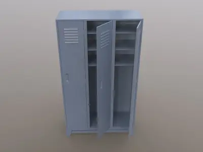 PBR School Gym Locker 08 - Grey Low-poly 3D model