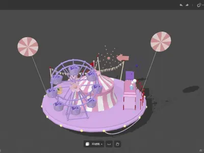 carnival ferris wheel and rides Free 3D model