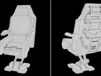 Futuristic SciFi Spaceship Chair Low-poly 3D model Low-poly 3D model