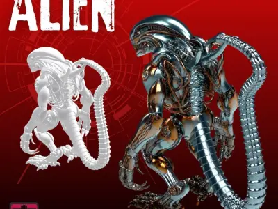Alien Horror STL File Terrifying Xeno-Inspired Alien 3D print model