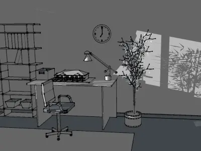 Home Office Low-poly 3D model
