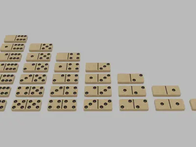 Light Textured Domino Set 28 pieces Low-poly 3D model