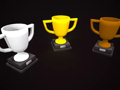 TROPHY CARTOON CUP GOLD SILVER BRONZE Low-poly 3D model