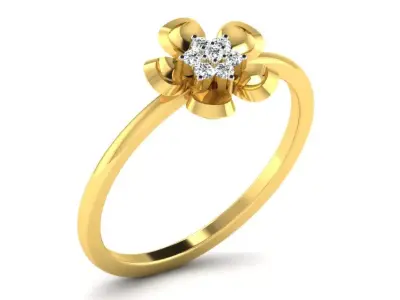 Light Weight Yellow Gold Diamond Ring  -DR-6259 3D print model