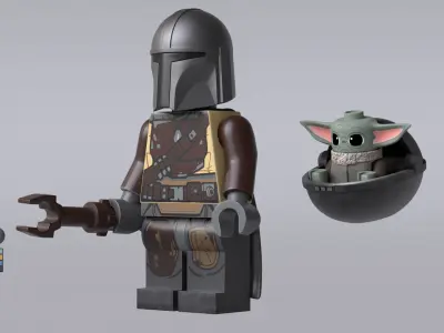 Star Wars Mandalorian Grogu Brick Lego Fanart 3D model