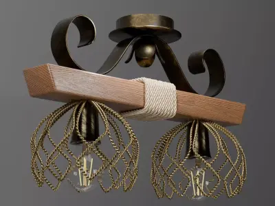 Rustic Wooden Chandelier  3D model