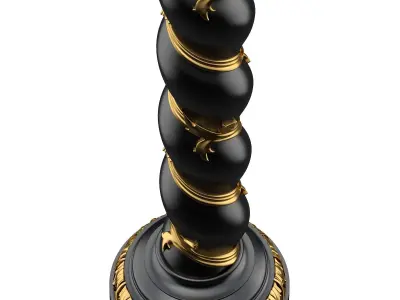 Solomonic Column Black and Gold 3D model